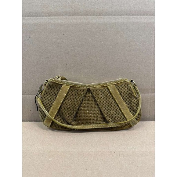 Vintage Burberry Prorsum Suede Leather Studded Knight Mini Hobo Bag Dark Cream - Picture 1 of 12